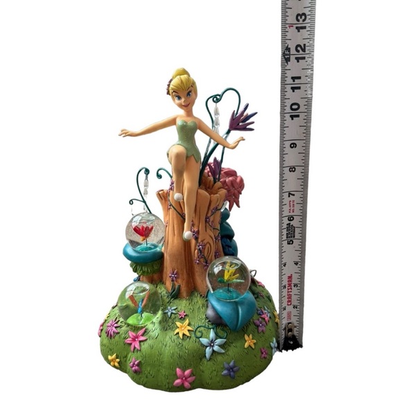 Disney Snow Globe Tinkerbell Flowers Fireflies Tree Wind Up Musical Figurine - Picture 6 of 7